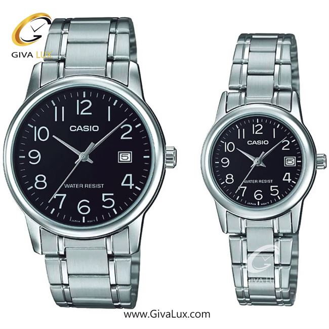 ساعت مچی اورجینال ست کاسیو Casio نقره ای | نقره ای| مشکی| کد رفرنس زنانه: LTP-V002D-1BUDF، مردانه: MTP-V002D-1BUDF